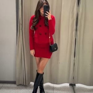 Zara 2pcs  Wool Double-breasted blazer + Skirt
